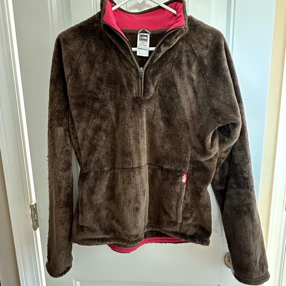 The North Face Brown Fleece with Pink accent